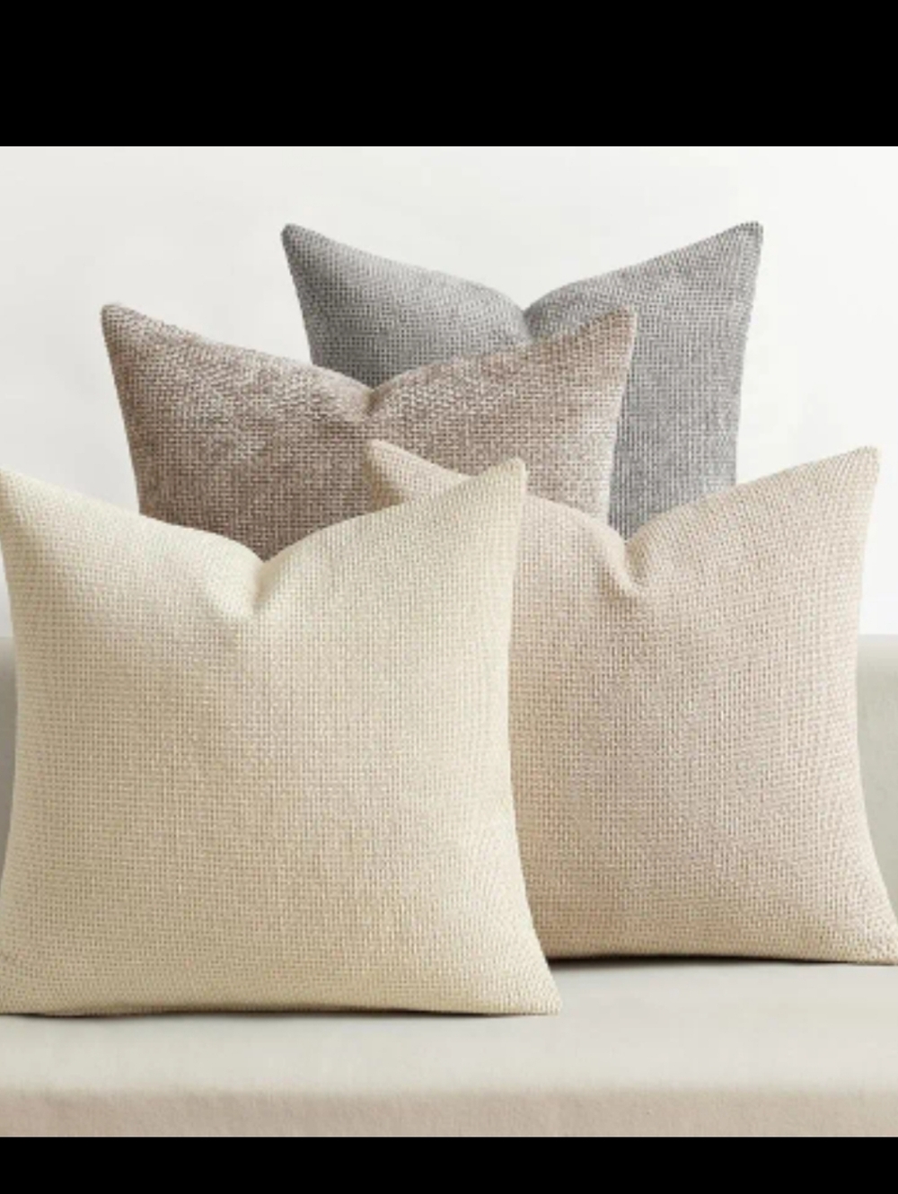 Neutral Textured Throw Pillow - Beige, Cream, Gray /Set Of 4